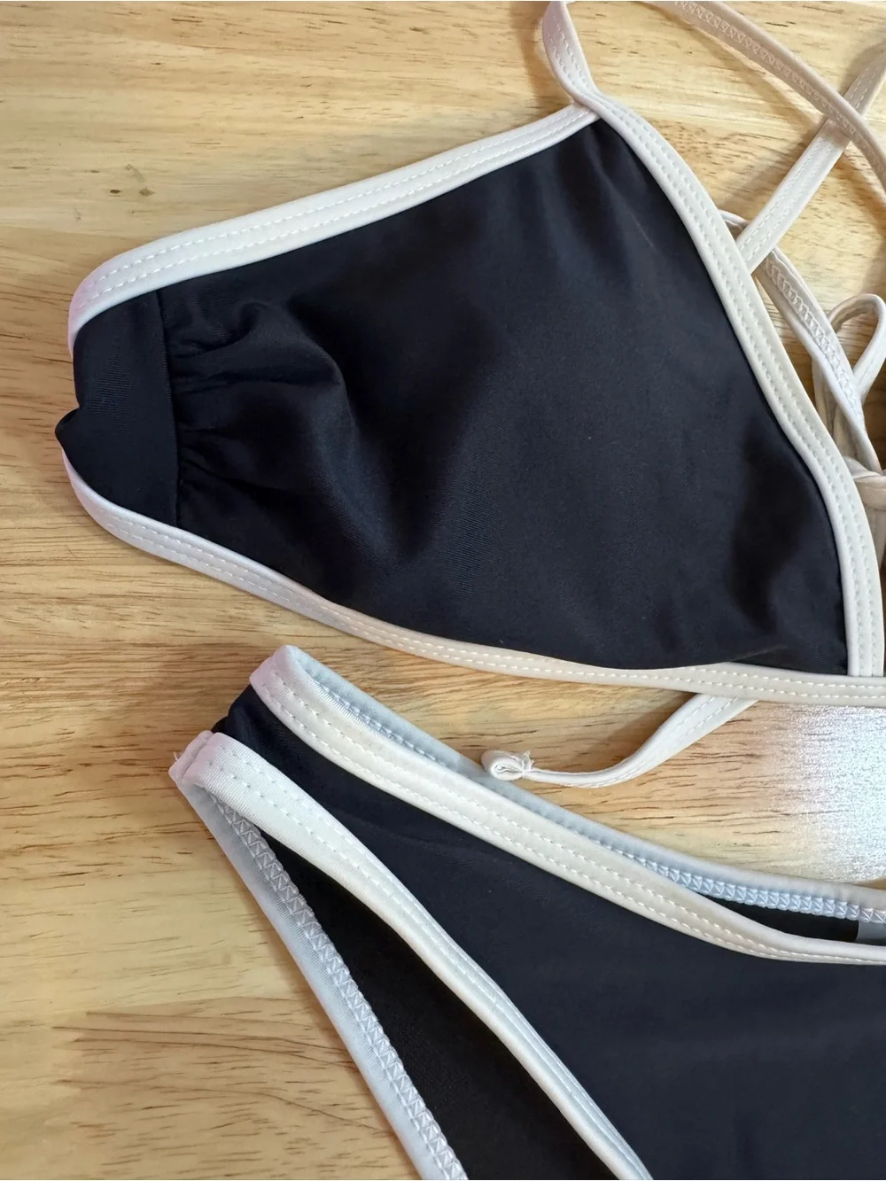Black & White Color Block Mod High Hip Bikini